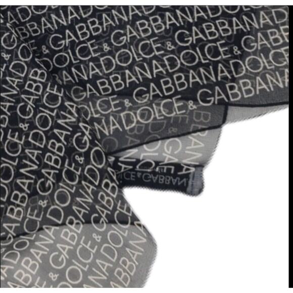 Dolce & Gabbana Signature Logo Black Silk Monogram Neck Hair Handbag Scarf - Picture 10 of 12